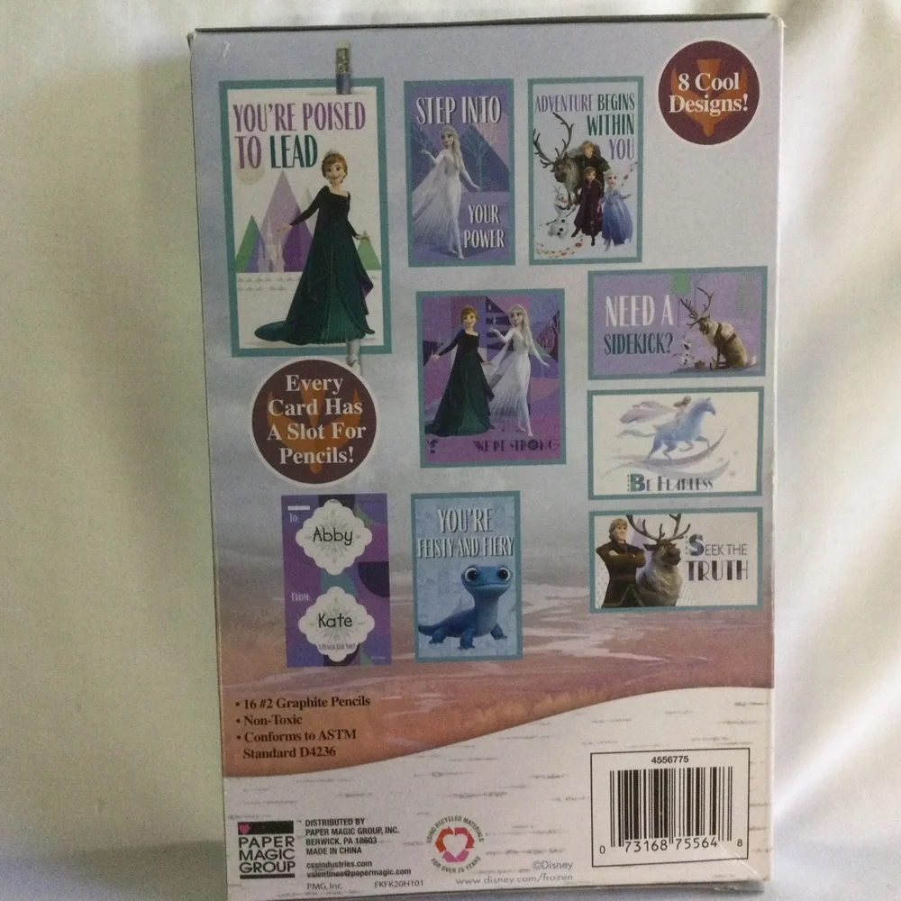 Disney Frozen Valentines Day 16 Cards & 16 Pencils Set. NIB Elsa Anna